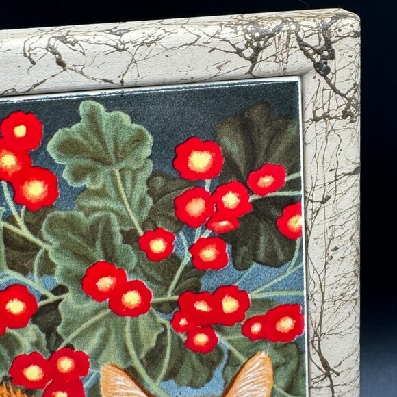 Vintage Mimi Vang Olsen Cats Tile Trivet Wall Plaque 7x7 Tile in Frame Avon Oran - Picture 3 of 10